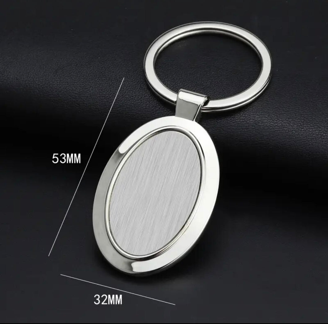 Beveled Oval Keychain