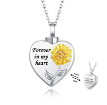 Load image into Gallery viewer, Sunflower on Heart Cremation Pendant