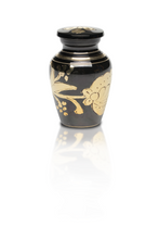 Load image into Gallery viewer, Classic Black &amp; Golden Brass Hand-Etched Keepsake Urn