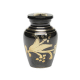 Classic Black & Golden Brass Hand-Etched Keepsake Urn