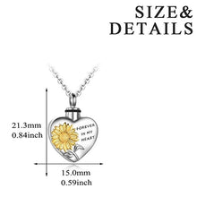 Load image into Gallery viewer, Sunflower on Heart Cremation Pendant