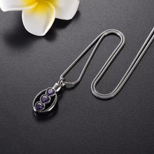 Load image into Gallery viewer, Triple Heart Purple Stone Cremation Pendant